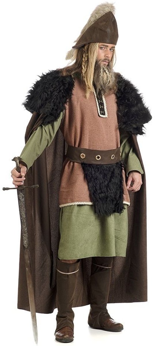 Piraat & Viking Kostuum | Cape Keltische Strijder Bruin Man | Maat 60 | Carnaval kostuum | Verkleedkleding